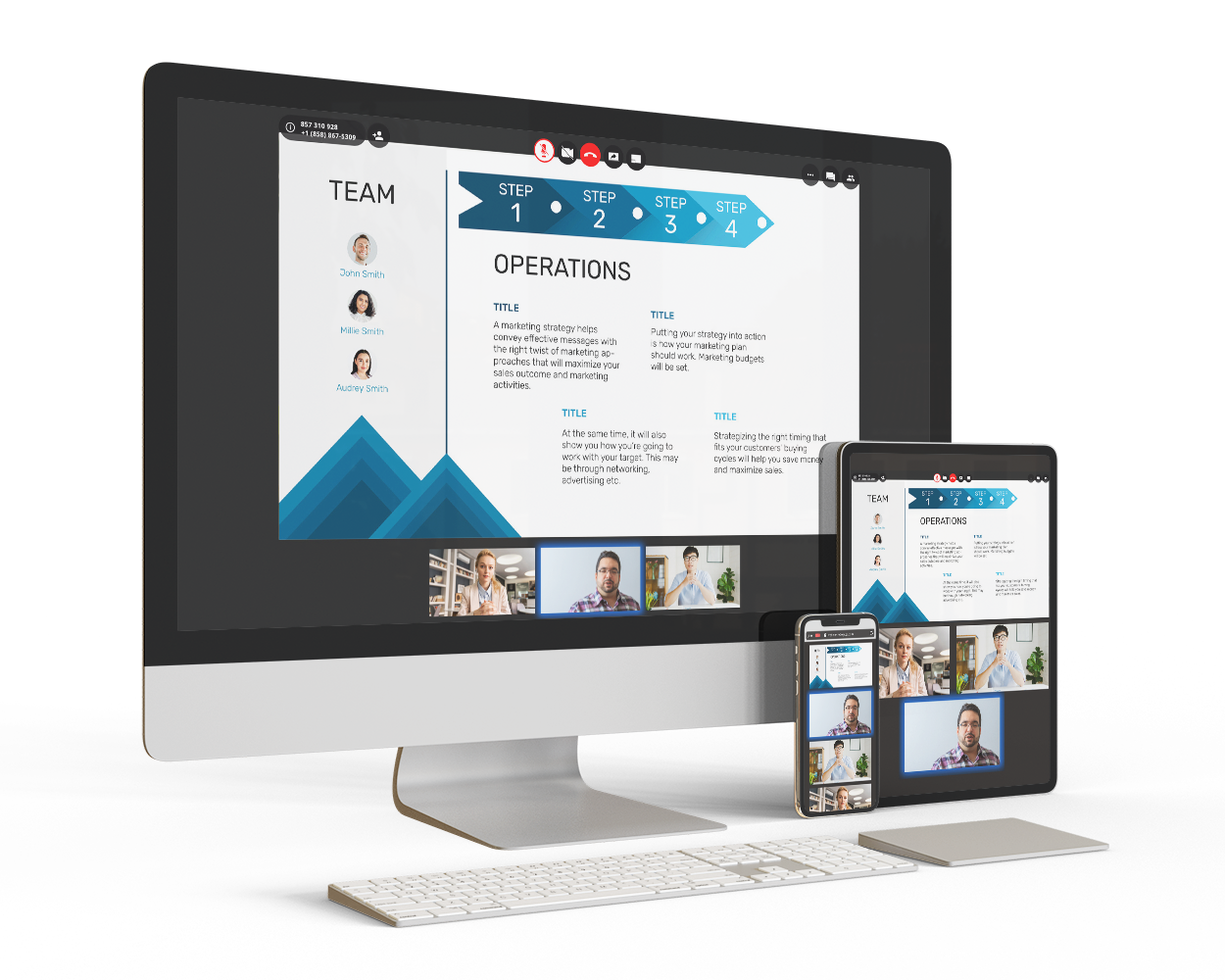 video conferencing and screensharing on desktop, tablet, and mobile