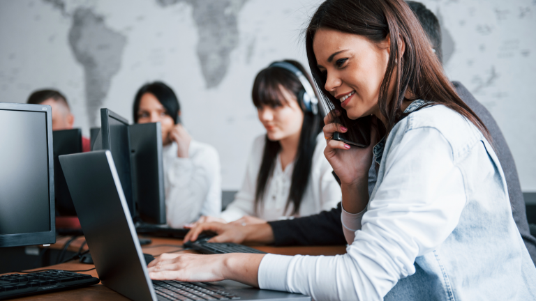woman using unified communications as a service